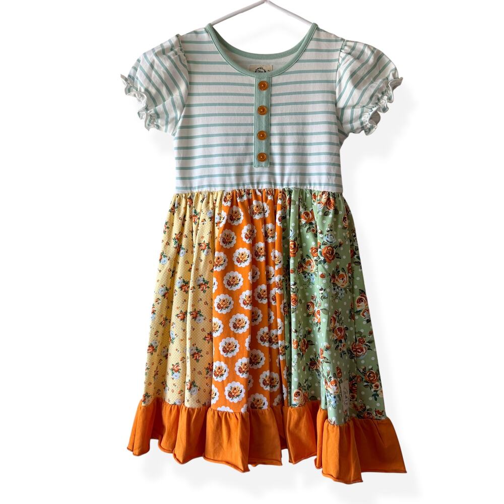 NEW Olive Mae Girls Mixed Print Spring Easter Dress 7/8